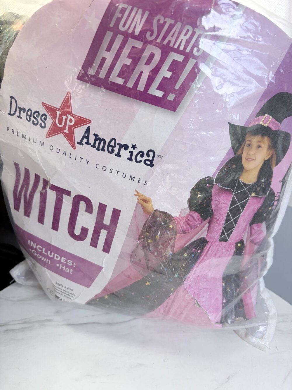 Dress Up America Pink Black Star Witch Costume Dress + Hat 4-6
